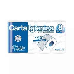 Toalettpapír 2 rétegű kistekercses 100%cellulóz 190 lap/19,95 m/tekercs 8 tekercs/csomag Paperblu Carta Igienica_Paperdi Toalettpapírok Paperdi