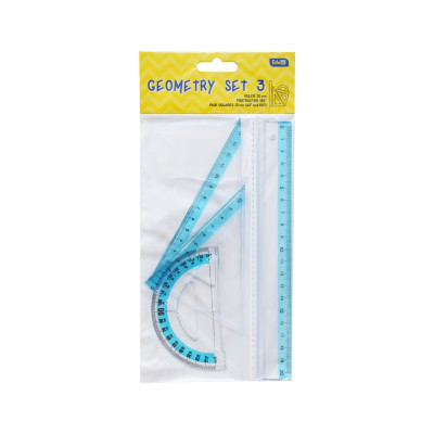 Vonalzókészlet, 20 cm egyenes vonalzó, szögmérő, 45°, 10 cm-es és 60°, 14 cm-es háromszög vonalzó, 4 db/bliszter Educa