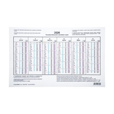 TB számfejtési naptár A.3516-38/2026