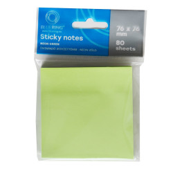 Jegyzettömb öntapadó, 76x76mm, 80lap, Bluering® , neon zöld Öntapadó jegyzettömb Bluering