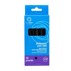 Golyóstoll 0,8mm, nyomógombos műanyag fekete test, S88, Bluering® írásszín fekete Golyóstoll Bluering