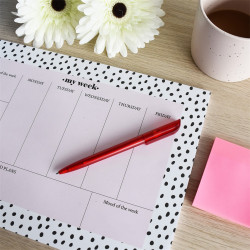 Golyóstoll 0,8mm, nyomógombos műanyag piros test, S88, Bluering® írásszín piros