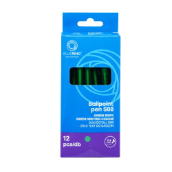 Golyóstoll 0,8mm, nyomógombos műanyag zöld test, S88, Bluering® írásszín zöld Golyóstoll Bluering