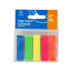 Jelölőcímke 12x45mm, 5x25lap, műanyag 5szín/bliszter, adagolón Bluering® Jelölőcímke Bluering