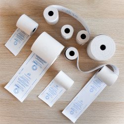 Hőpapír 57 mm széles, 18fm hosszú, cséve 12mm, 10 tekercs/csomag, ( 57/40 ) BPA mentes Bluering® Hőpapír Bluering